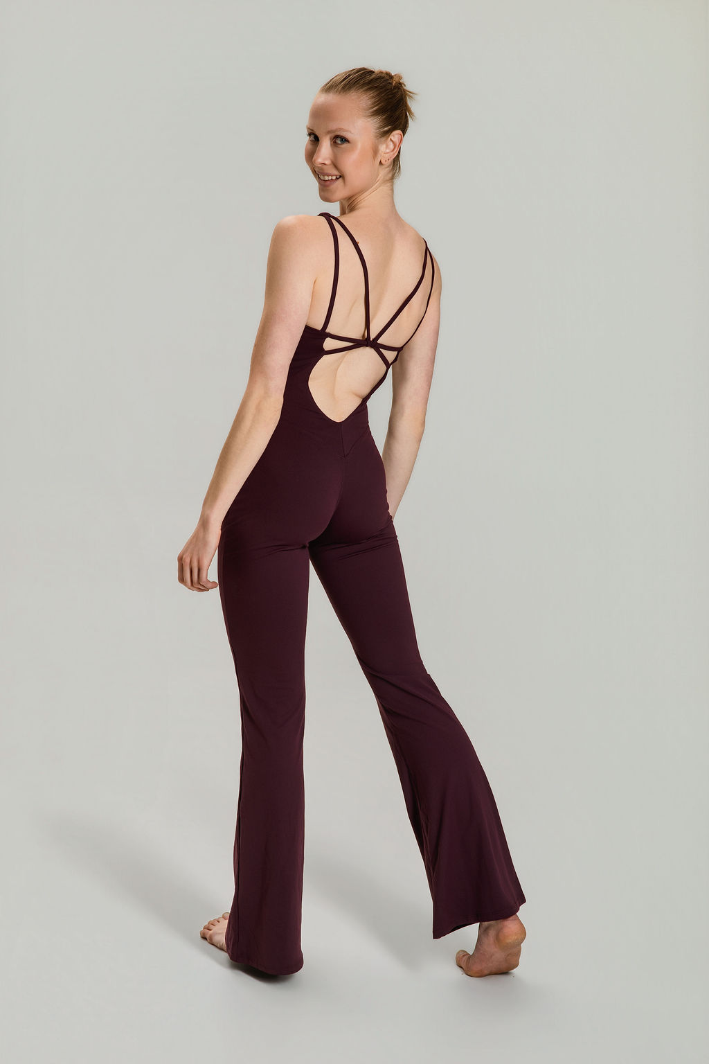Studio Flared Jumpsuit - Deep Plum