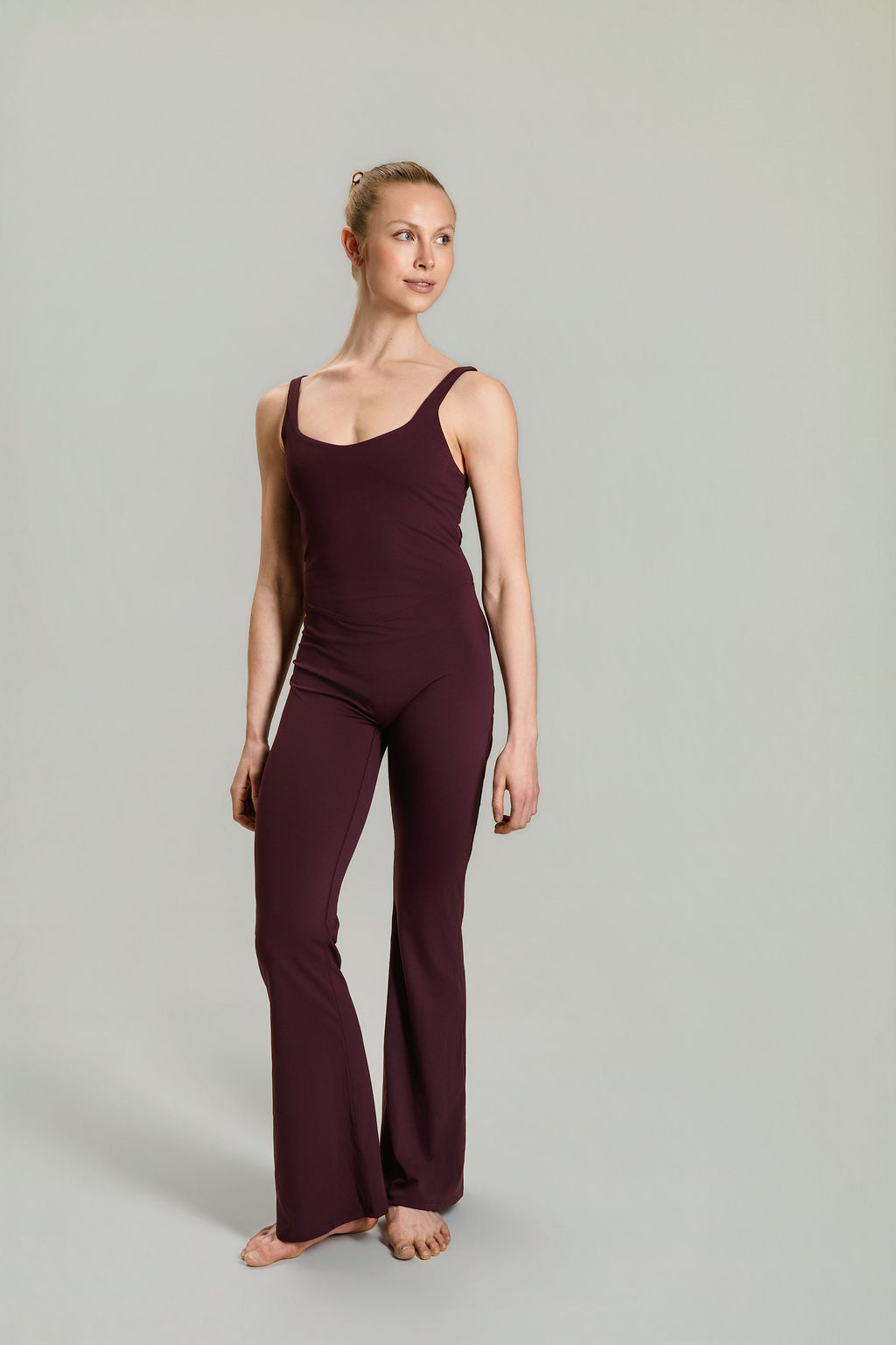 Studio Flared Jumpsuit - Deep Plum