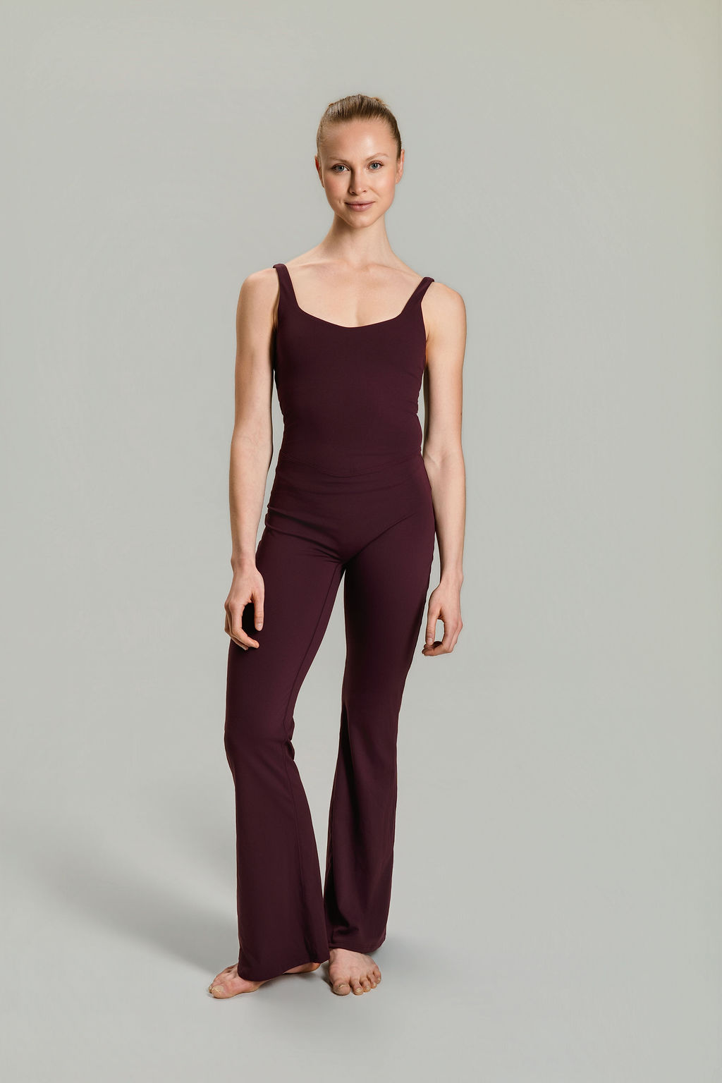 Studio Flared Jumpsuit - Deep Plum